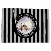 Winter in New England Kerstmis zwarte cirkel Groot Cadeauzakje (Achterkant)