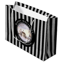 Winter in New England Kerstmis zwarte cirkel Groot Cadeauzakje