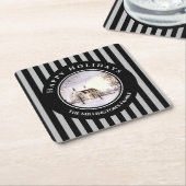 Winter in New England Kerstmis zwarte cirkel Kartonnen Onderzetters (Schuin)