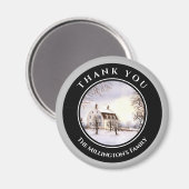 Winter in New England Kerstmis zwarte cirkel Magneet (Voorkant / Achterkant)