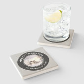 Winter in New England Kerstmis zwarte cirkel Stenen Onderzetter (Zijkant)