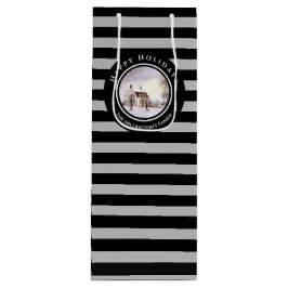 Winter in New England Kerstmis zwarte cirkel Wijn Cadeautas