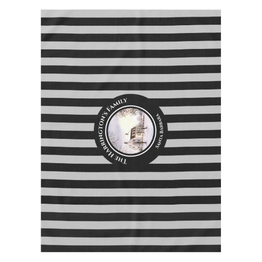 Winter in New England: Kerstzwarte grijze stropen Tafelkleed (Voorkant)