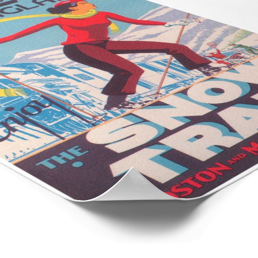 Winter in New England, Snow Train,  Ski Poster (Hoek)