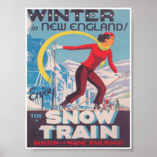 Winter in New England, Snow Train, Ski Poster