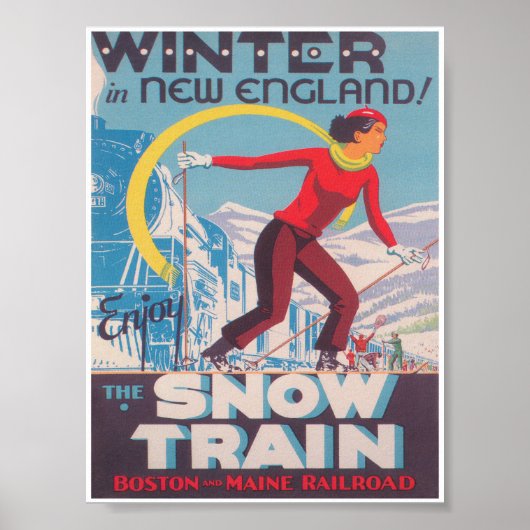 Winter in New England, Snow Train, Ski Poster (Voorkant)