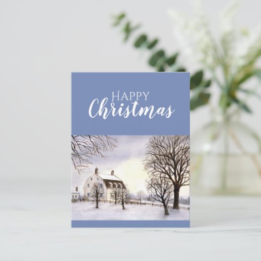 Winter in New England Waterverf Painting Briefkaart (Staand voorkant)