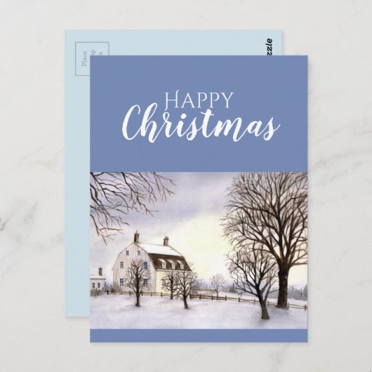 Winter in New England Waterverf Painting Briefkaart (Voorkant / Achterkant)