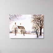 Winter in New England Waterverf Painting Canvas Afdruk (Voorkant)