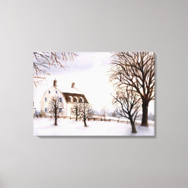 Winter in New England Waterverf Painting Canvas Afdruk