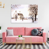 Winter in New England Waterverf Painting Canvas Afdruk (Insitu (Woonkamer))