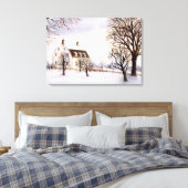 Winter in New England Waterverf Painting Canvas Afdruk (Insitu (Slaapkamer))