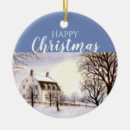 Winter in New England Waterverf Painting Keramisch Ornament