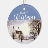 Winter in New England Waterverf Painting Keramisch Ornament (Links)