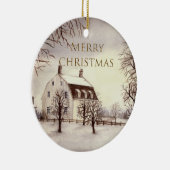 Winter in New England Waterverf Painting Keramisch Ornament (Rechts)