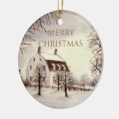 Winter in New England Waterverf Painting Keramisch Ornament (Links)
