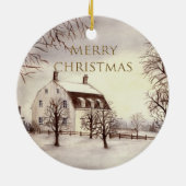 Winter in New England Waterverf Painting Keramisch Ornament (Achterkant)