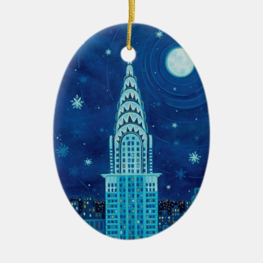 Winter in New York Oval Ornament (Voorkant)
