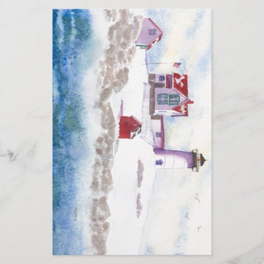 winter in Nubble LIghthouse in Maine Briefpapier (Voorkant)