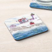 winter in Nubble LIghthouse in Maine Drankjes Onderzetter (Linkerzijde)