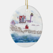 winter in Nubble LIghthouse in Maine Keramisch Ornament (Rechts)