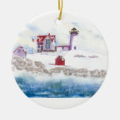winter in Nubble LIghthouse in Maine Keramisch Ornament (Voorkant)
