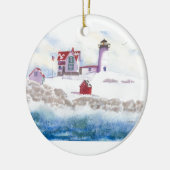 winter in Nubble LIghthouse in Maine Keramisch Ornament (Links)