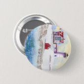 winter in Nubble LIghthouse in Maine Ronde Button 5,7 Cm (Voorkant /achterkant)