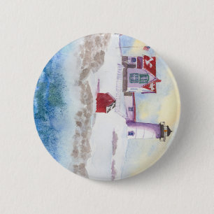winter in Nubble LIghthouse in Maine Ronde Button 5,7 Cm