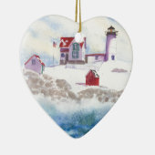 winter in Nubble LIghthouse Maine Heart Ornament (Rechts)