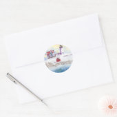 Winter in Nubble LIghthouse op Maine Ronde Sticker (Envelop)
