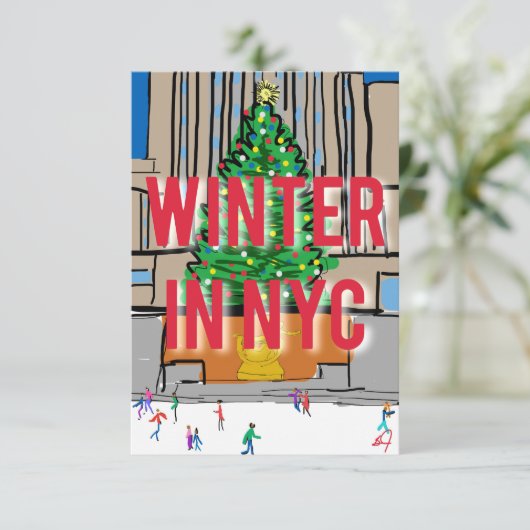 Winter in NYC Bedankkaart (Staand voorkant)