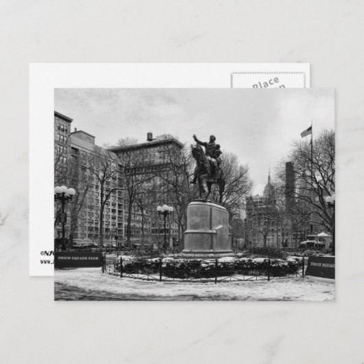 Winter in NYC's Union Square 001 Black White Briefkaart (Voorkant / Achterkant)