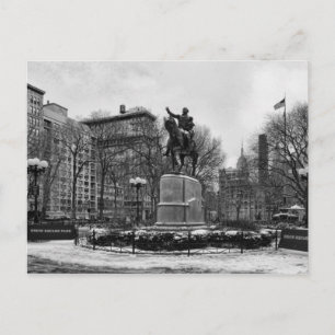 Winter in NYC's Union Square 001 Black White Briefkaart