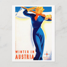 Winter in Oostenrijk, skiën meisje, vintage reis Briefkaart