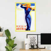 Winter in Oostenrijk ~Vintage Travel Poster (Thuiskantoor)