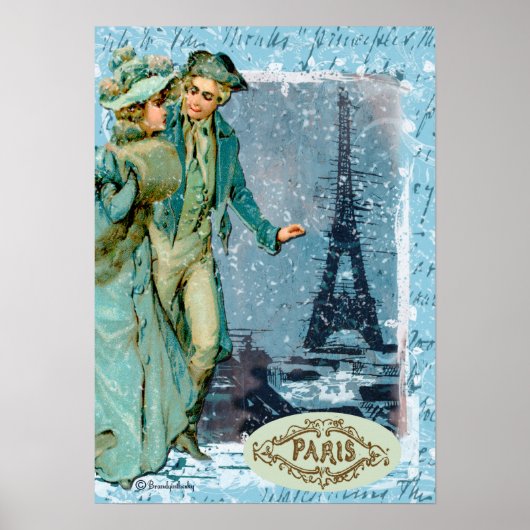Winter in Parijs Romantic  Style Print (Voorkant)