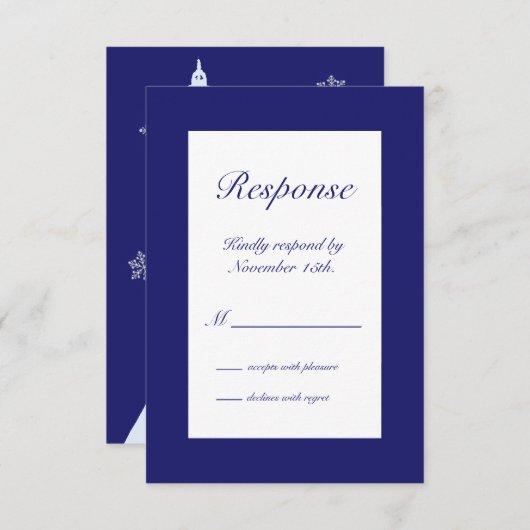 Winter in Parijs RSVP-indigo RSVP Kaartje (Voorkant / Achterkant)