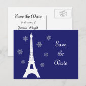 Winter in Parijs Save the Date Briefkaart indigo (Voorkant / Achterkant)