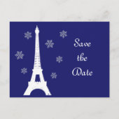 Winter in Parijs Save the Date Briefkaart indigo (Voorkant)