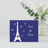 Winter in Parijs Save the Date Briefkaart indigo (Staand voorkant)