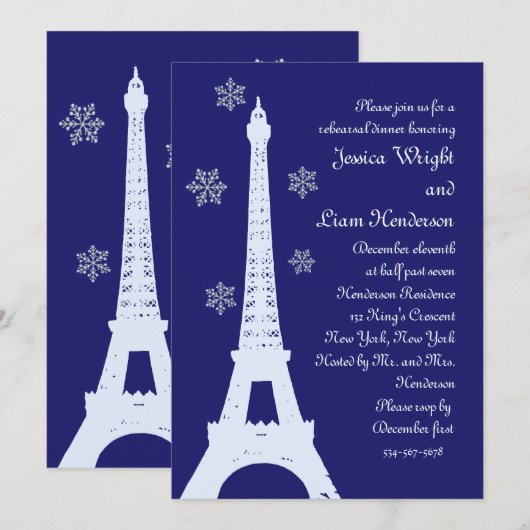 Winter in Paris repetitie: Indigo Kaart (Voorkant / Achterkant)