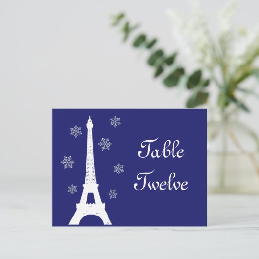 Winter in Paris Table Number Briefkaart indigo (Staand voorkant)