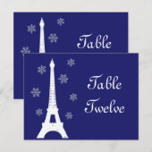 Winter in Paris Table Number Briefkaart indigo (Voorkant / Achterkant)