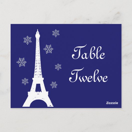 Winter in Paris Table Number Briefkaart indigo (Achterkant)