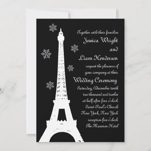 Winter in Paris Wedding Kaart (Voorkant)