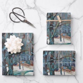 Winter in prachtige, kleurrijke kunst inpakpapier vel