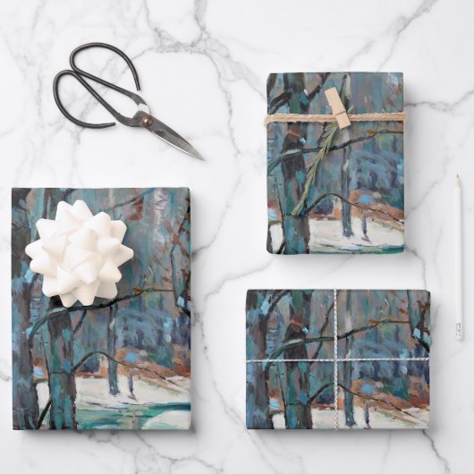 Winter in prachtige, kleurrijke kunst inpakpapier vel (Voorkant)