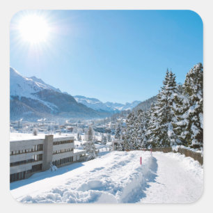 Winter in St. Moritz Vierkante Sticker