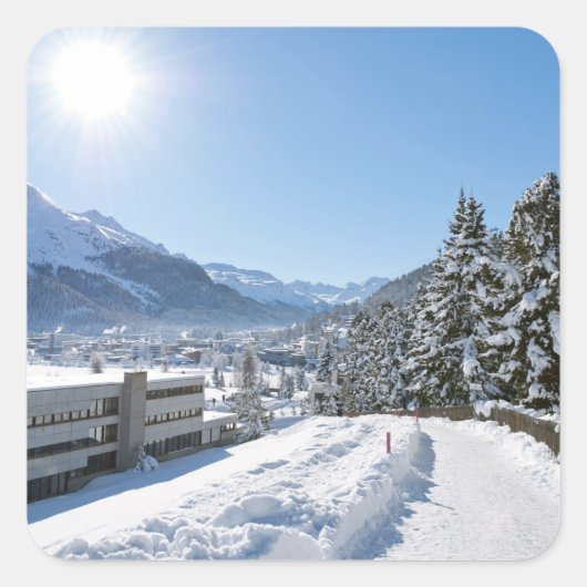 Winter in St. Moritz Vierkante Sticker (Voorkant)
